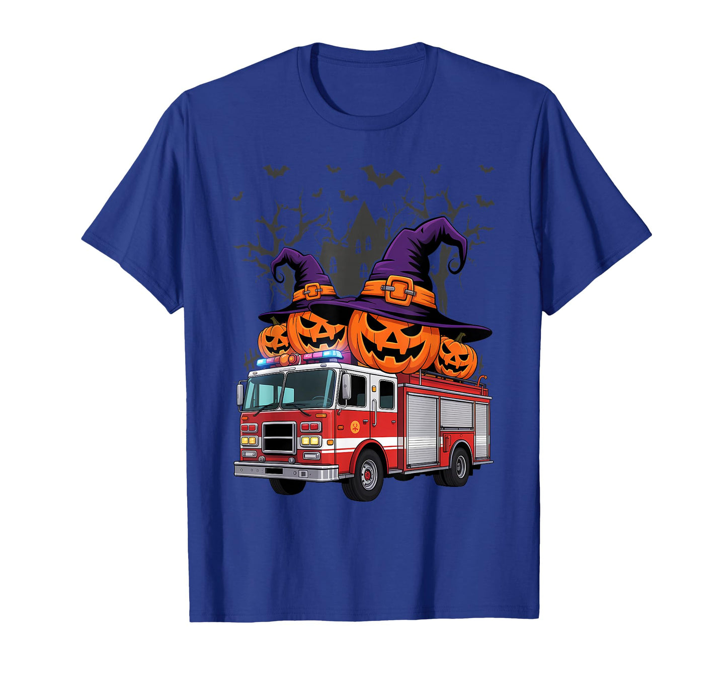 Kids Firetruck Pumpkin Firefighter Toddler Boys Halloween T-Shirt