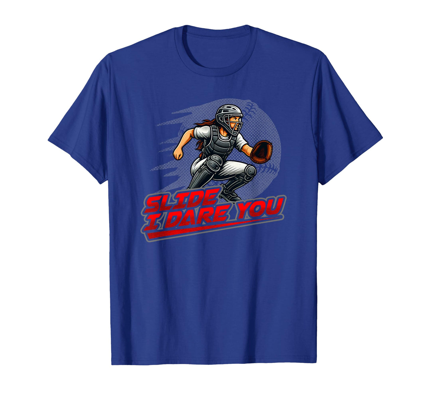 Softball Catcher Slide I Dare You Home Plate Defense T-Shirt
