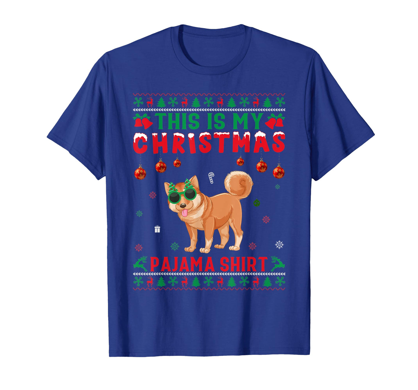 Ugly Xmas Holiday This Is My Shiba Inu Dog Christmas Pajama T-Shirt