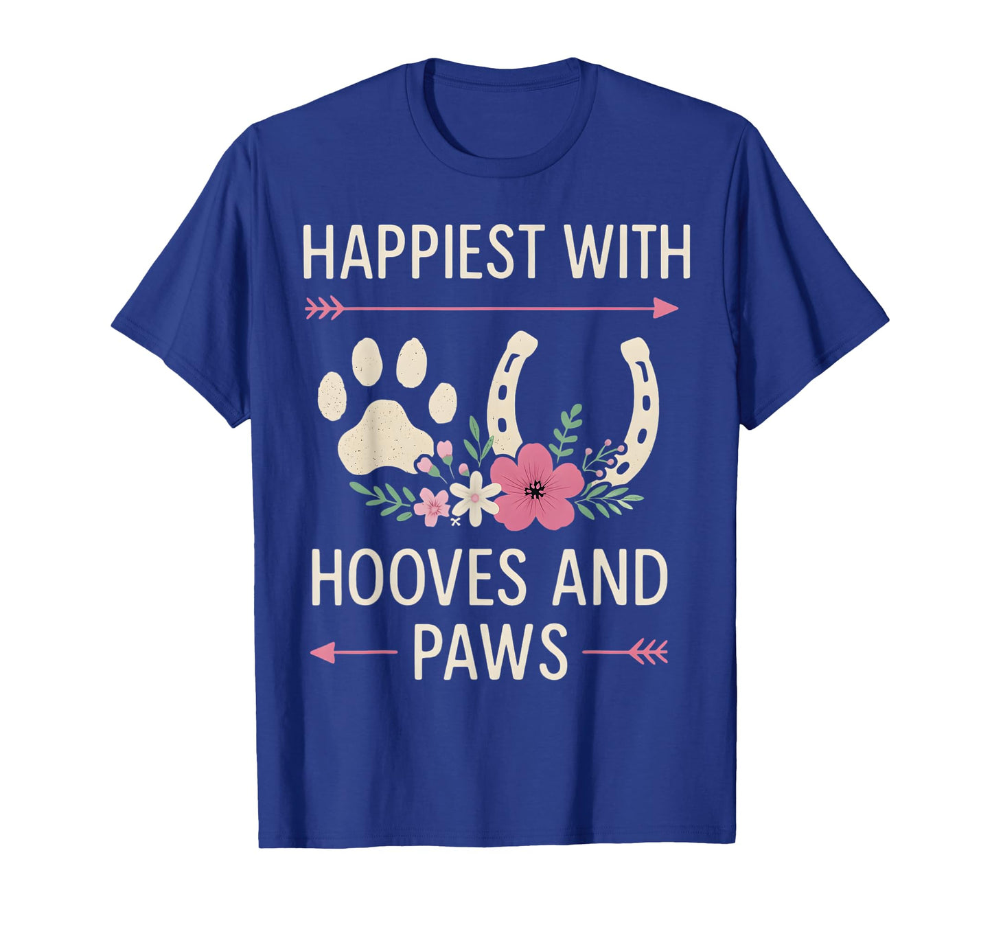 Hooves Paws Floral Horse Dog Barn Life for Women Girls Teens T-Shirt