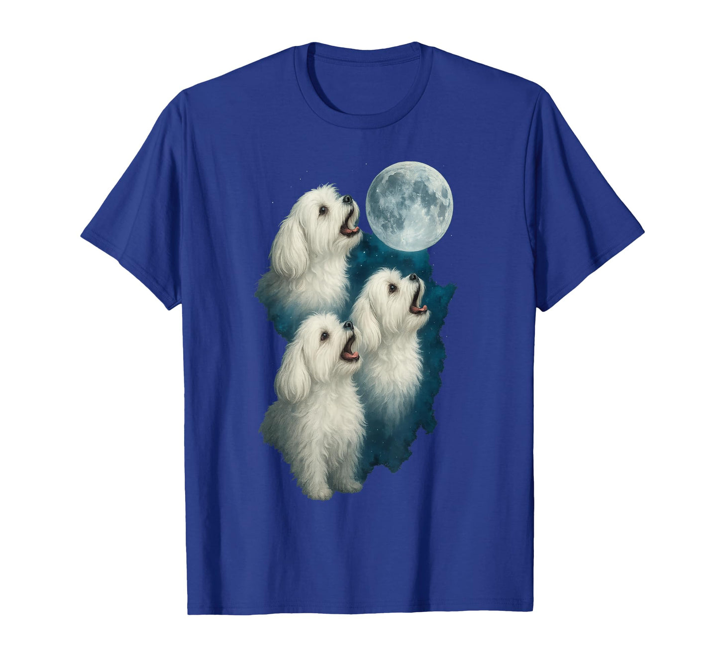 Three Maltese Howling At The Moon 3 Maltipoo Moon T-Shirt