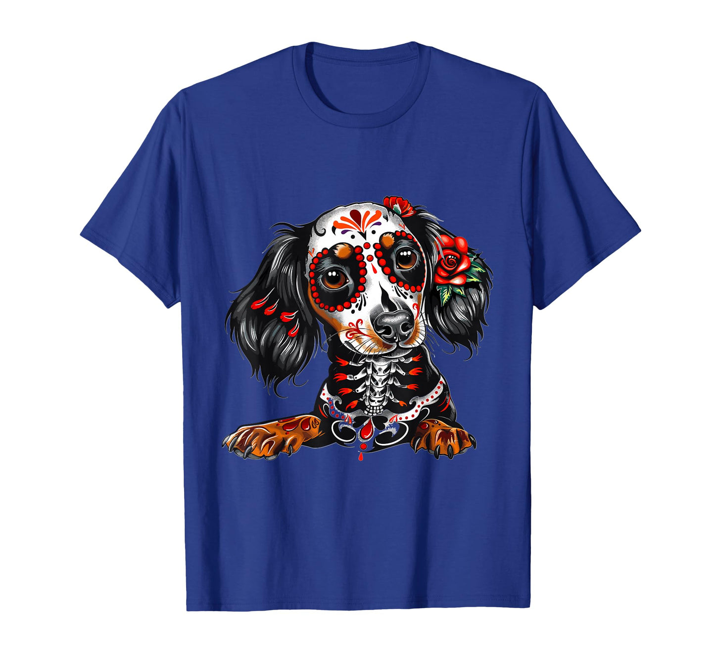Dachshund Sugar Skull Dia De Los Muertos Graphic T-Shirt