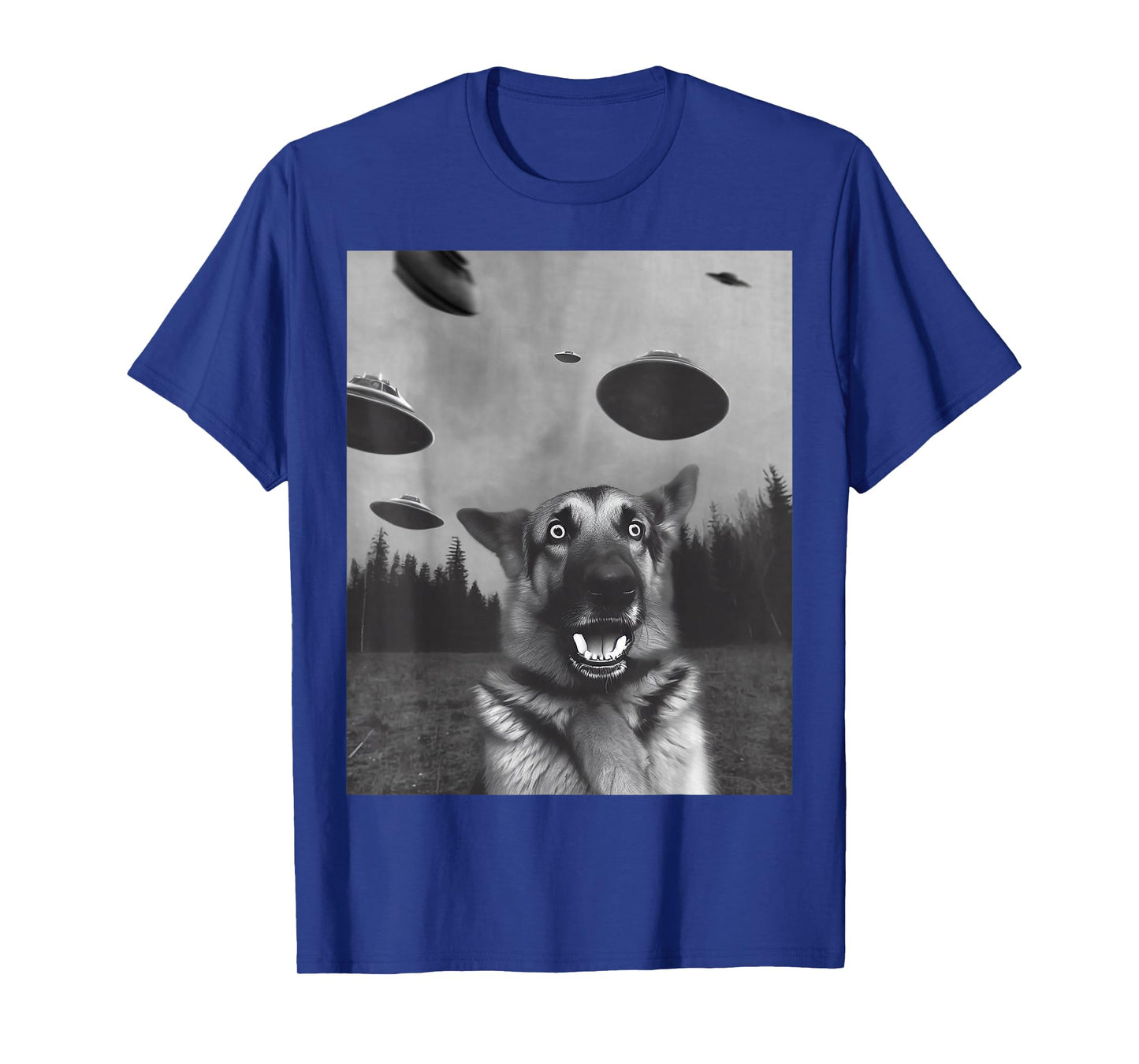 "Shep's Selfie" Funny German Shepherd Selfie with UFO T-Shirt