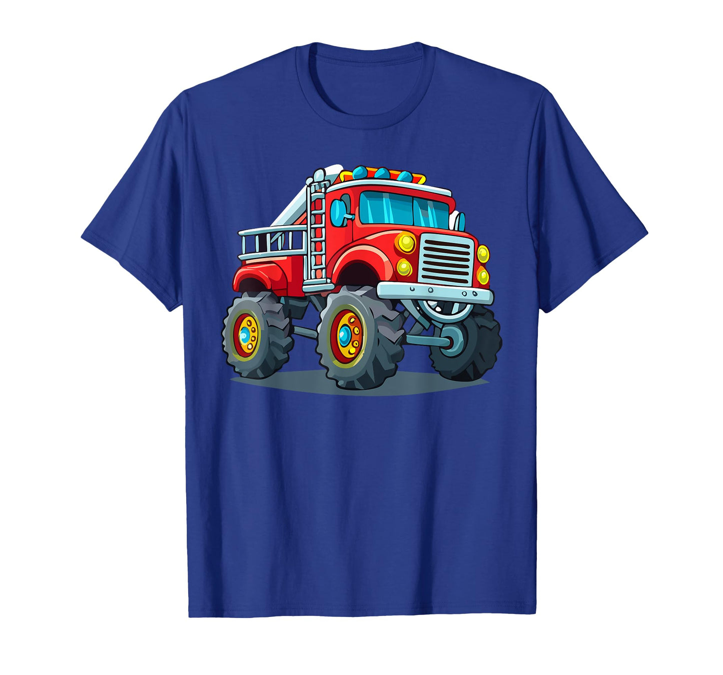 Fire Truck With Monster Truck Wheels Firefighter Vehicle T-Shirt