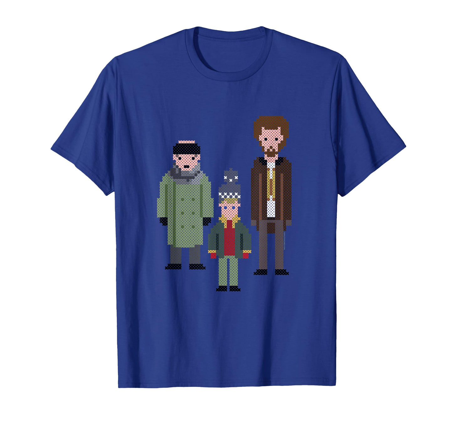 20th Century Studios Home Alone Kevin and the Wet Bandits Cross-Stitch Pattern Unisex T-Shirt, Blue, Small
