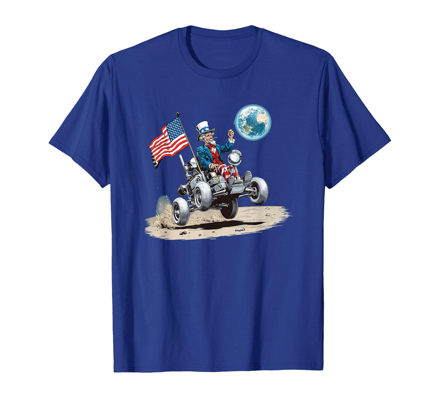 Nice Moon Vehicle with Patriotic Flag and Earth T-Shirt