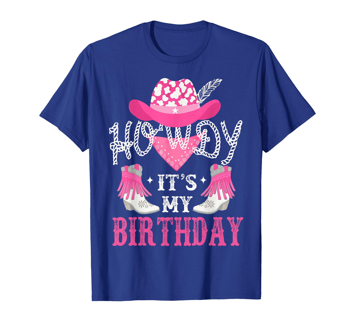 Howdy It's My Birthday Funny Country Rodeo Cowgirl themed T-Shirt, Small, Black