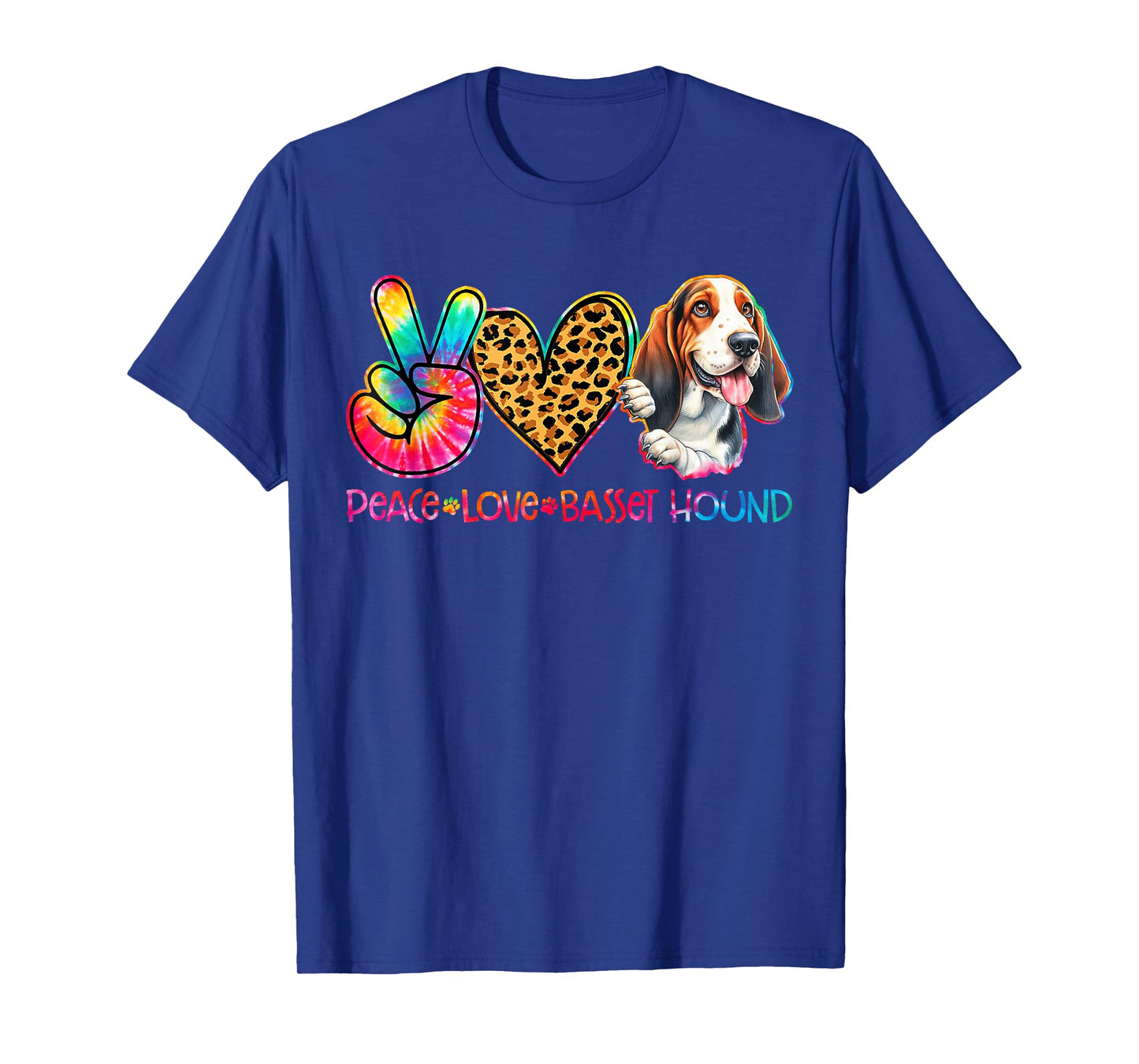 Peace Love Basset Hound Tie Dye Dog Lover T-Shirt for Men Women Kids