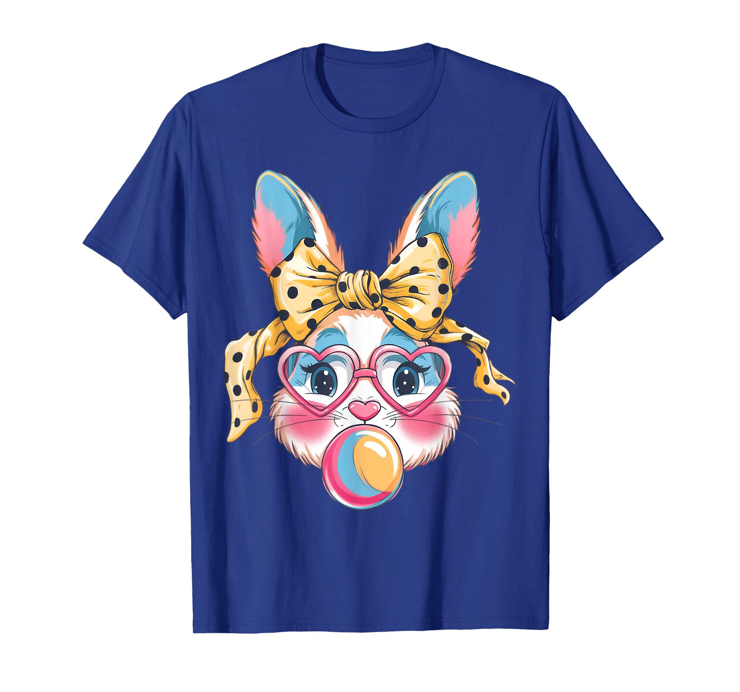 Cute Bunny Rabbit Face Tie Dye Glasses Girl Happy Easter Day T-Shirt