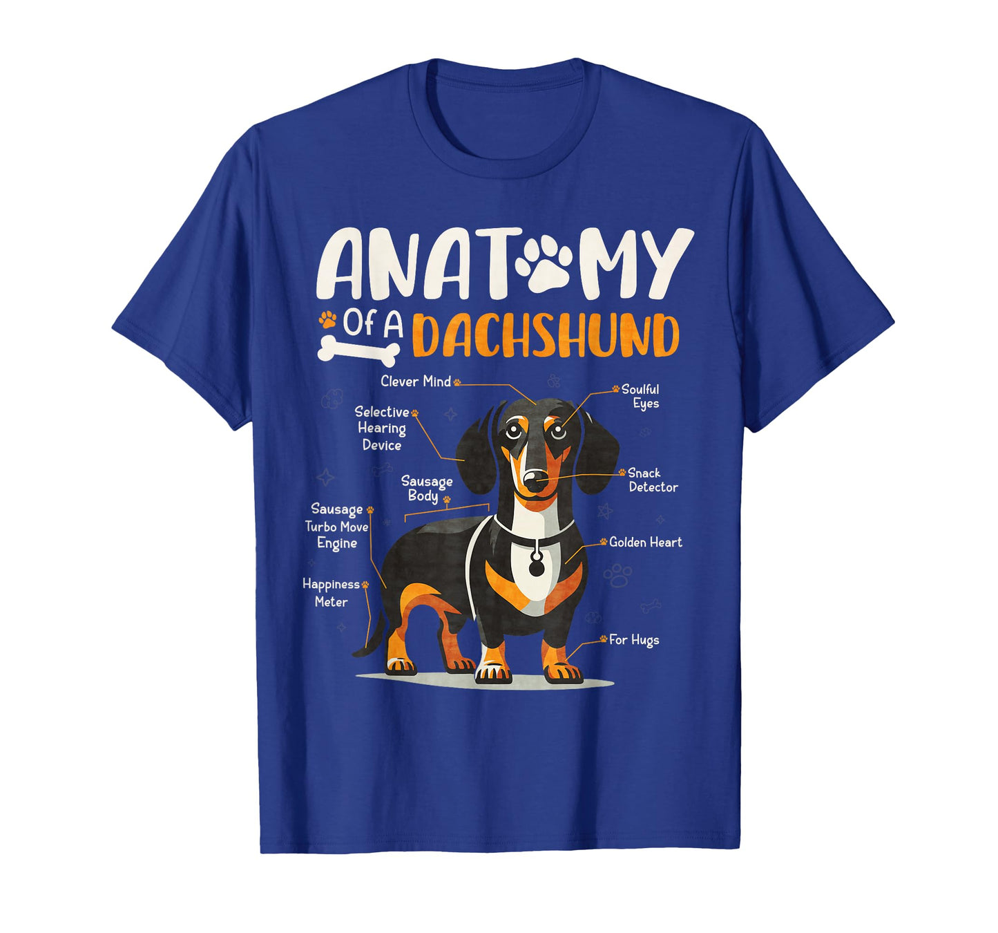Vintage Anatomy Of A Dachshund Dog Funny Puppy Weiner Lover T-Shirt