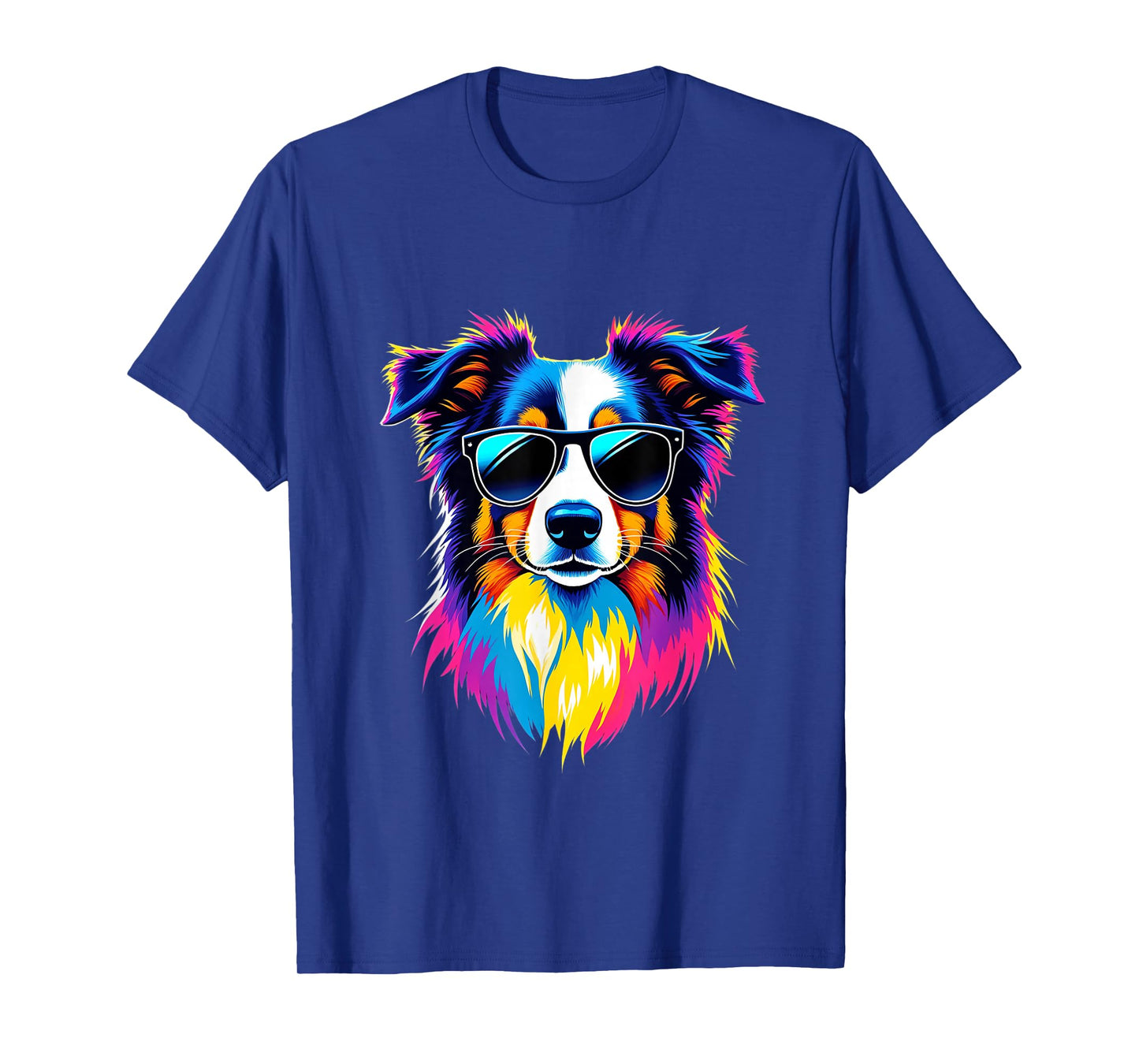 Funny Australian Shepherd with Sunglasses Pop Art T-Shirt