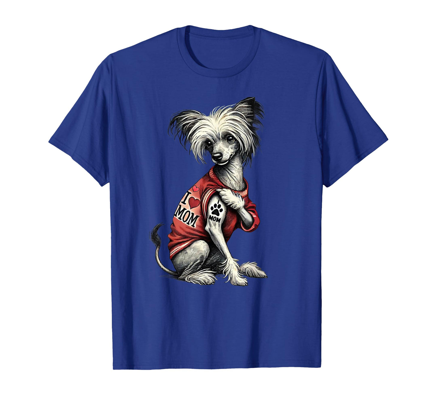 Funny I Love Mom Tattoo Chinese Crested Mom For Women T-Shirt