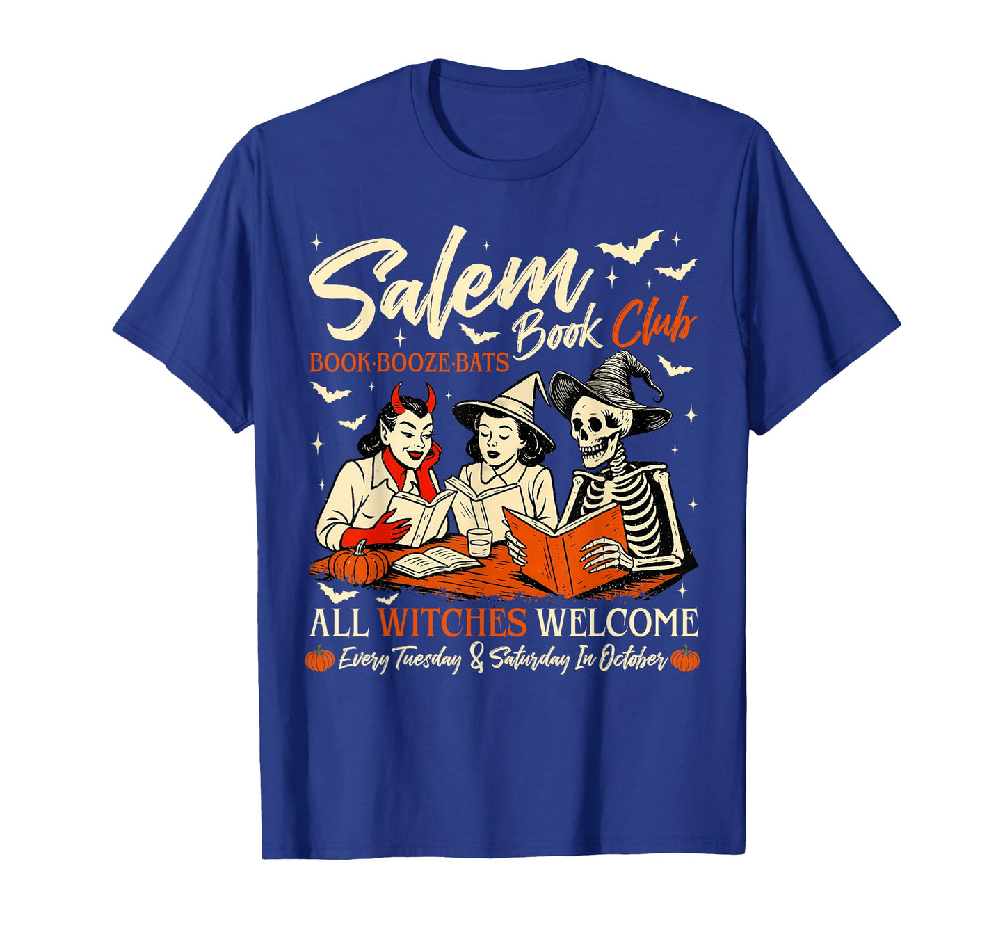 Retro Salem Book Club Spooky Witchy Reader Bookish Halloween T-Shirt