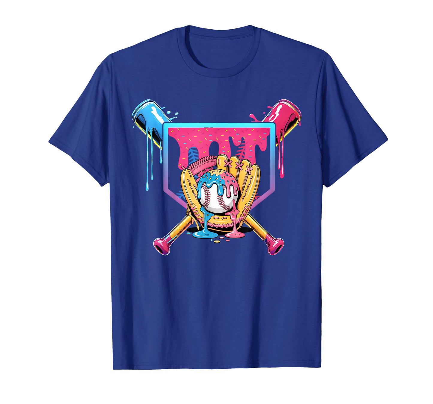 Baseball Home Plate Dripping Ice Cream Drip Youth Boys T-Shirt