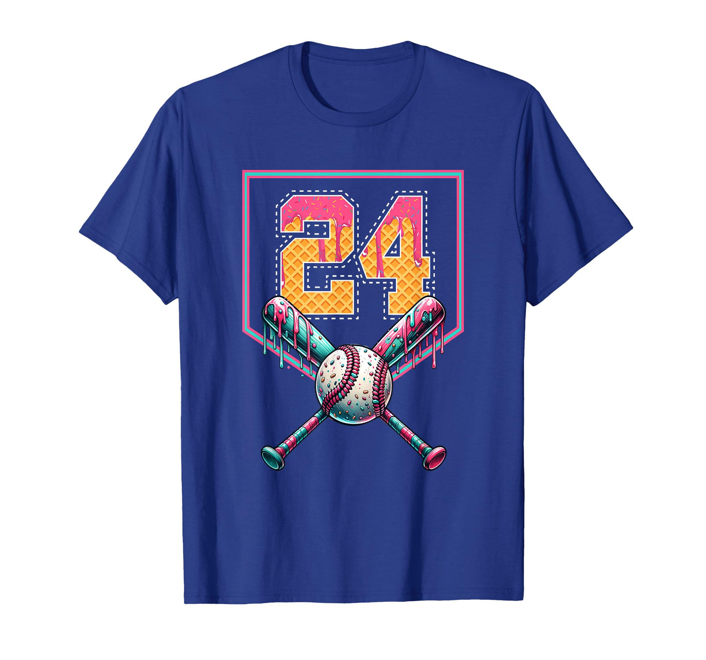 Baseball Drip Number 24 Player Or 24th Birthday T-Shirt