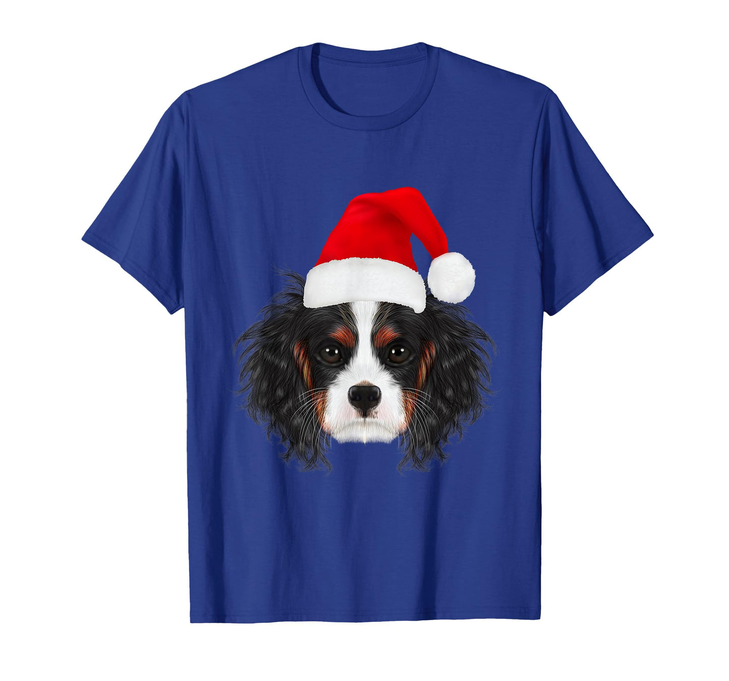 Cavalier King Charles Spaniel in Santa Hat Funny Christmas T-Shirt