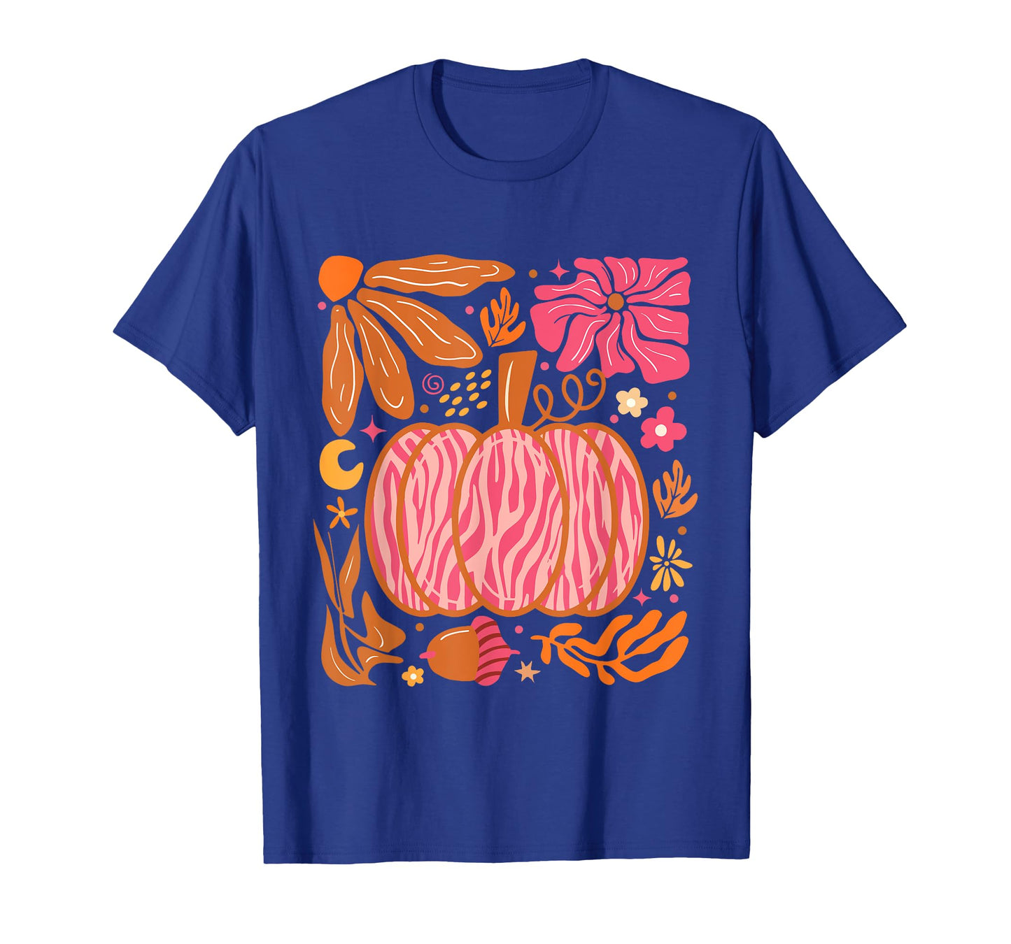 Leopard Pink Pumpkin Boho Floral Fall, Autumn Vibes T-Shirt