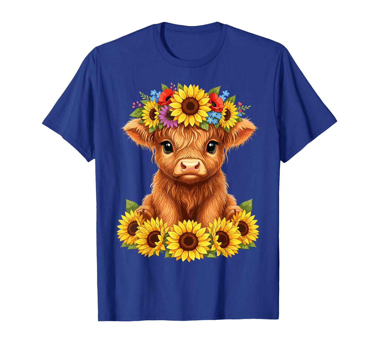 Highland Cow Sunflower Floral Country Farm T-Shirt