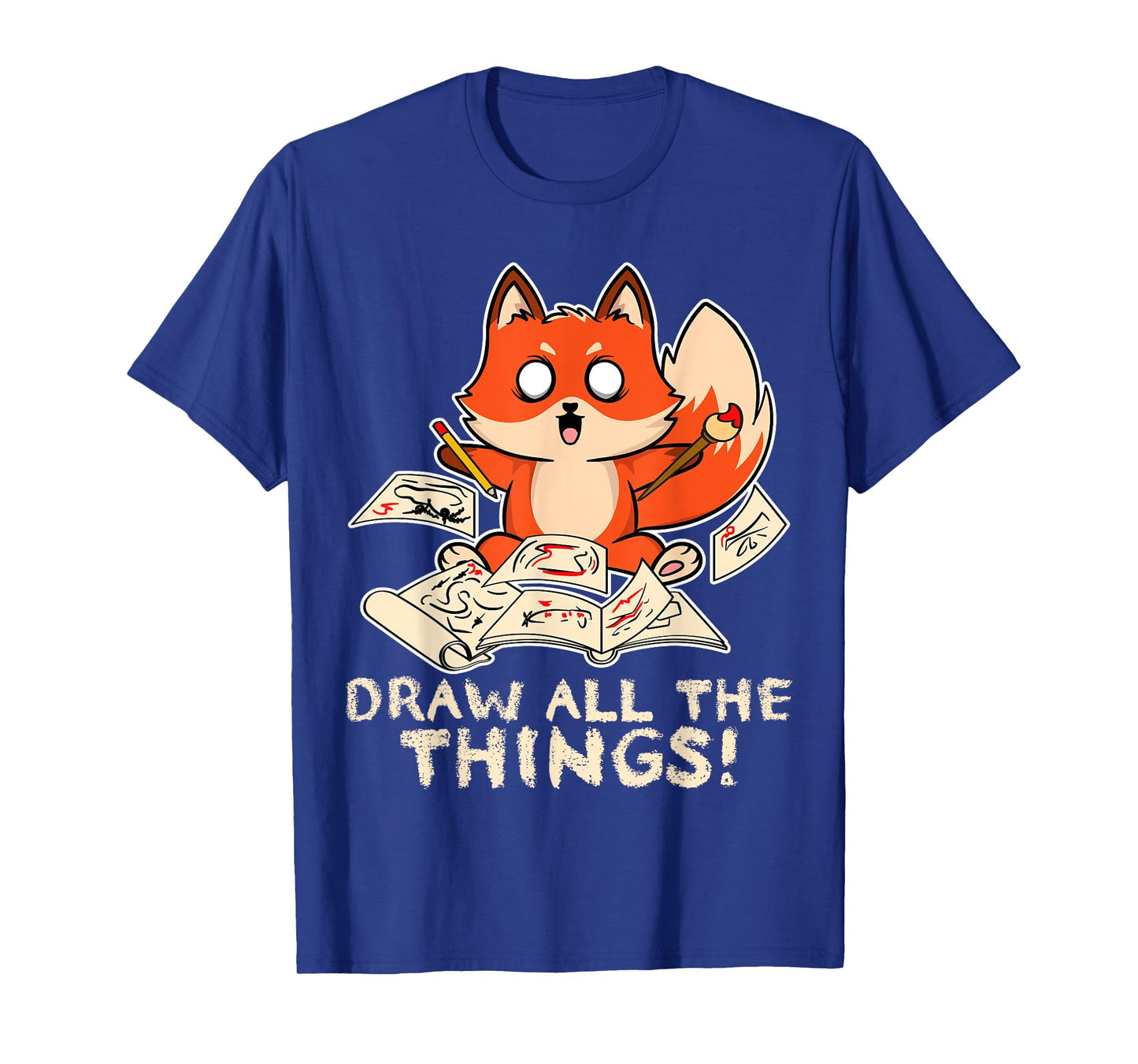 Draw All The Things Fox Sketching Art Otaku Comics Anime Top T-Shirt
