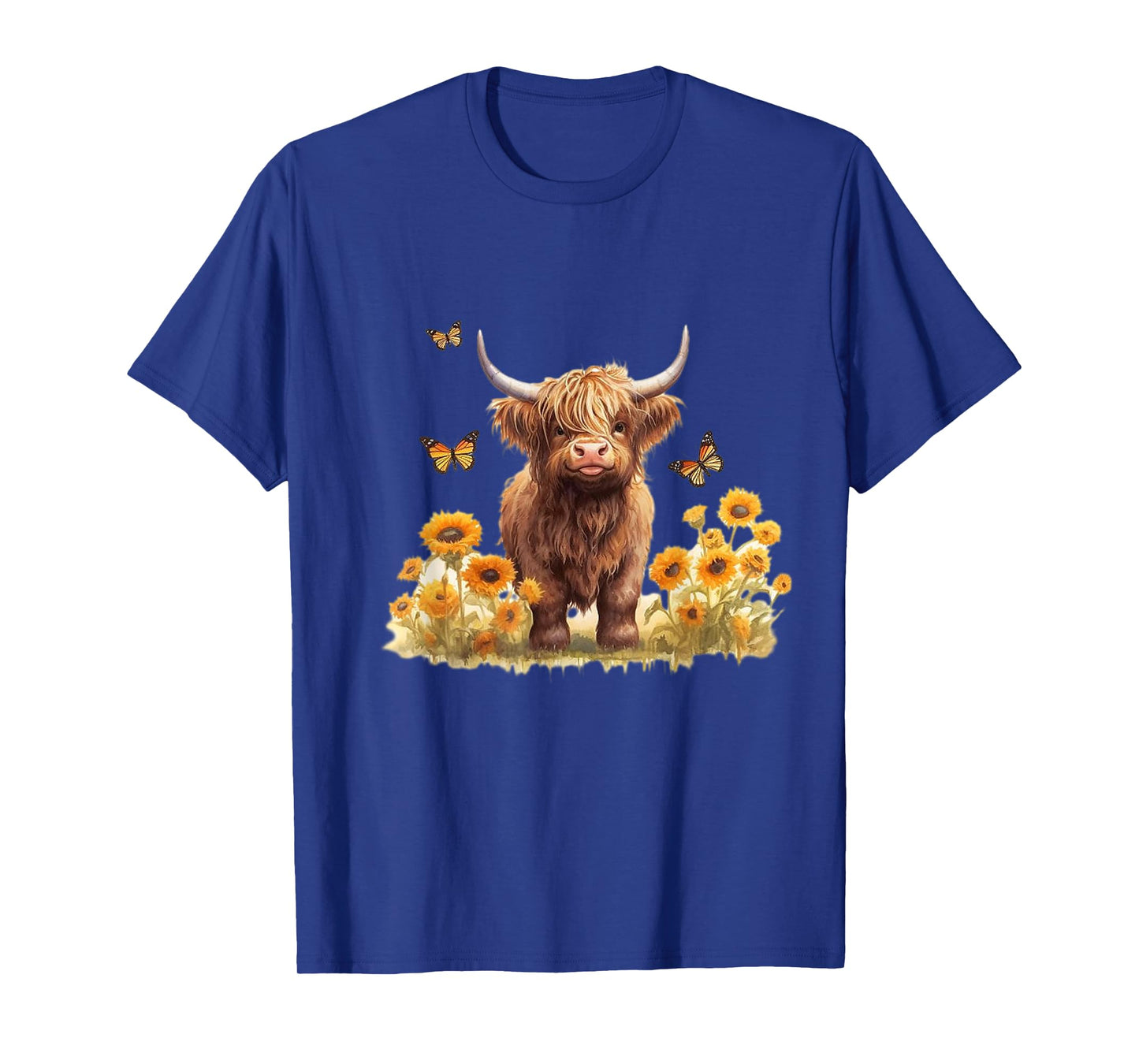 Cute Highland cow with sunflowers country Heifer Farm Farmer T-Shirt