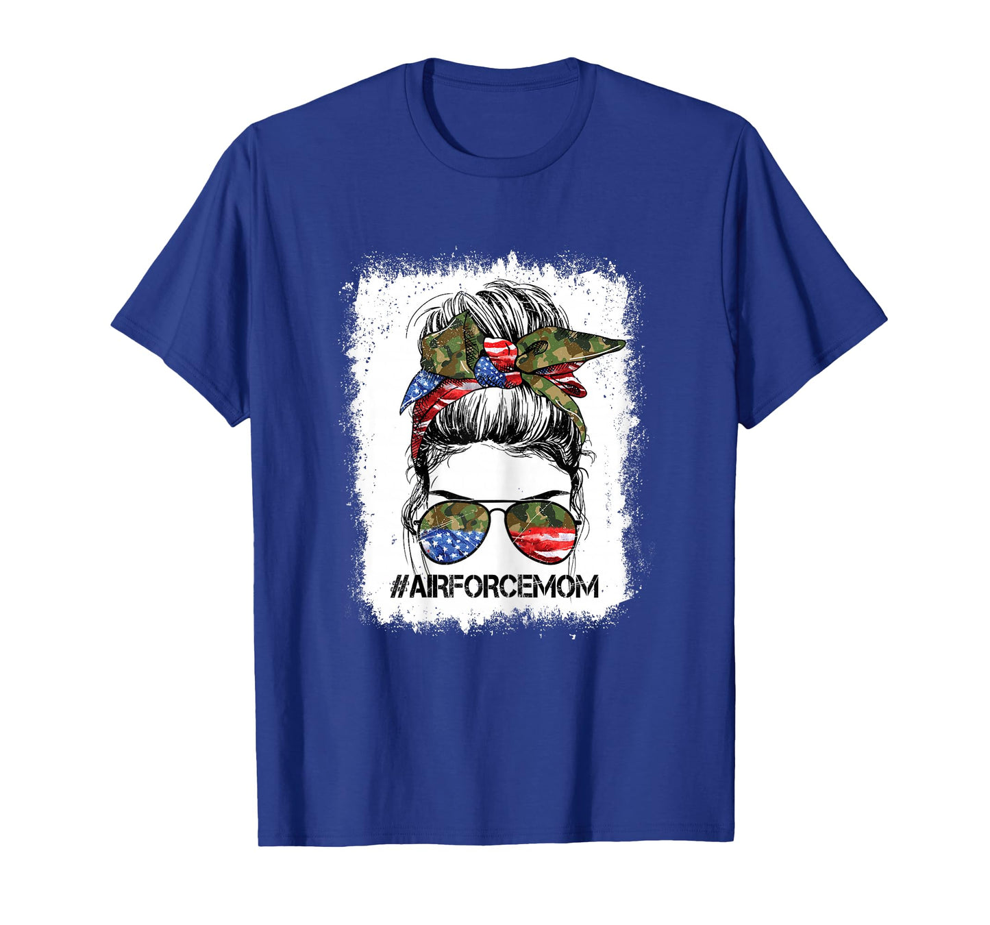 All American Airforce Mom Messy Bun US Flag 4th Of July T-Shirt