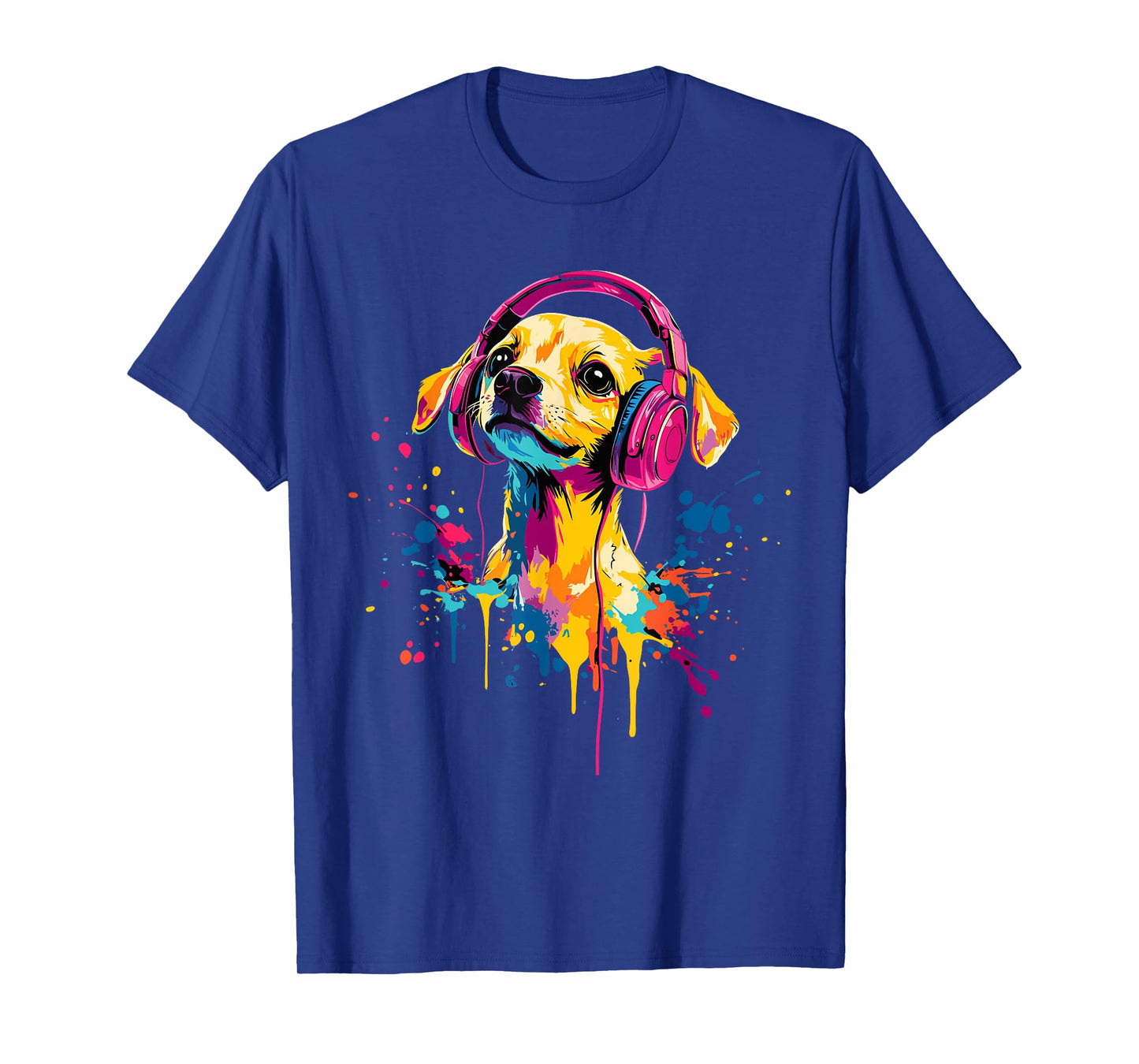 Chiweenie Lover Pop Art Wearing Headphones Funny Chiweenie T-Shirt