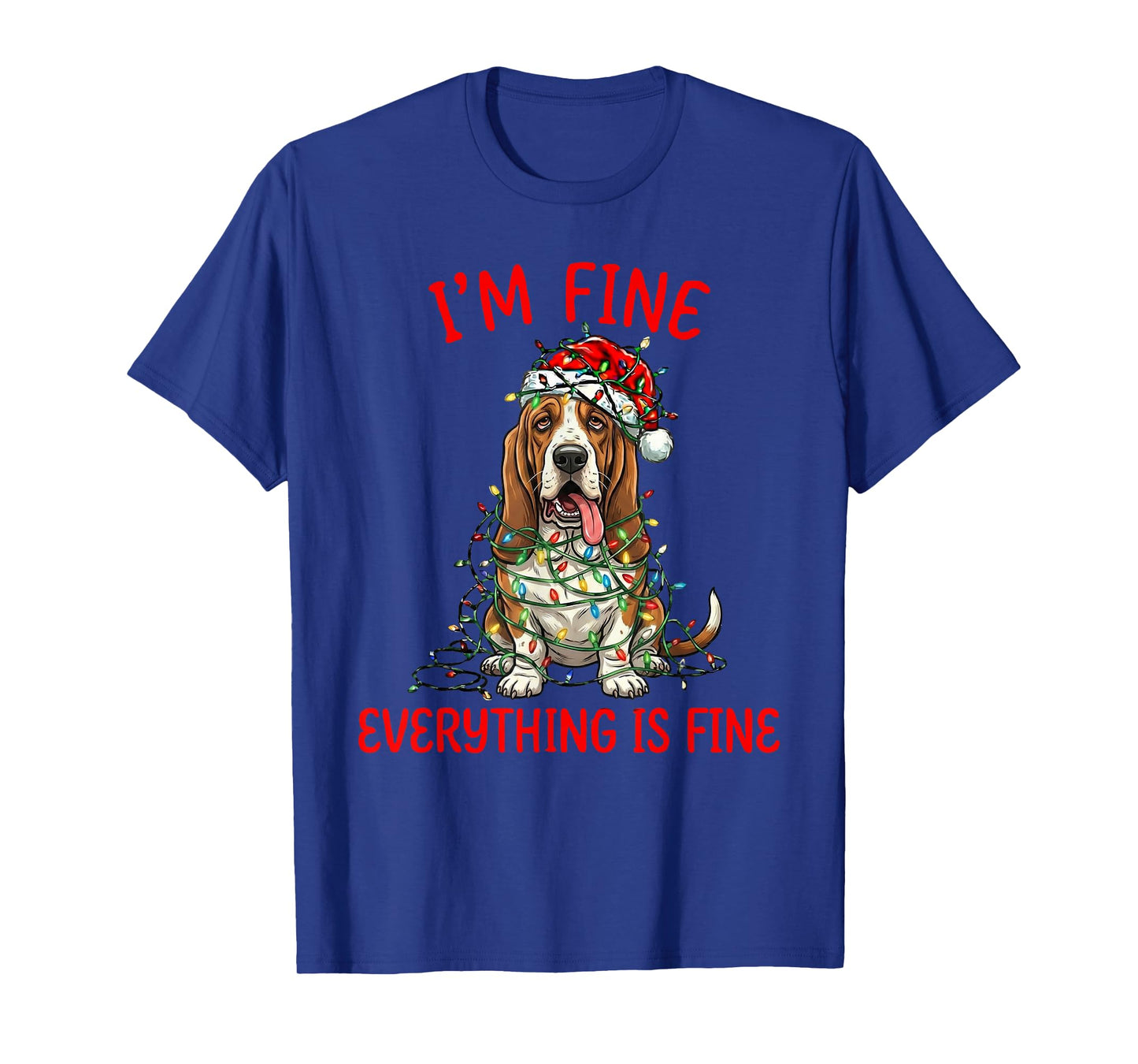 Basset Hound Dog Christmas I'm Fine Everything is Fine T-Shirt