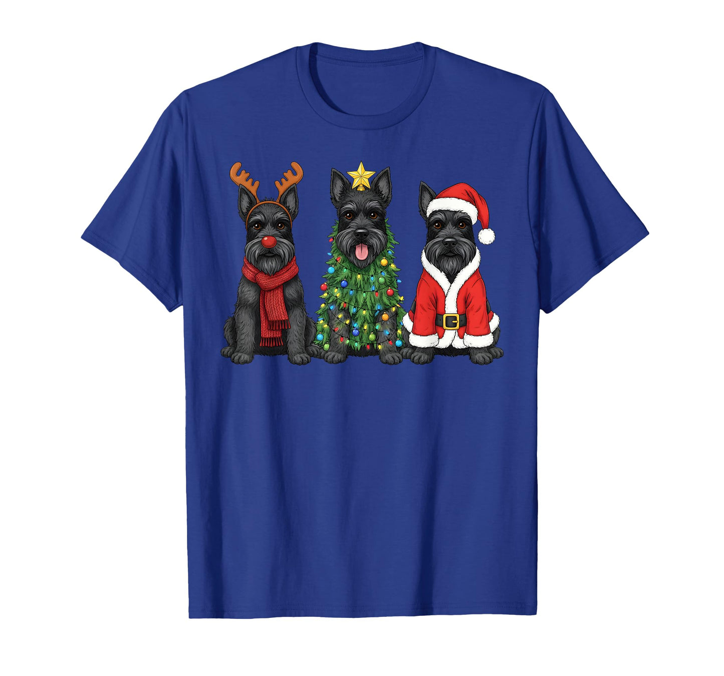 Retro Christmas Scottish Terrier Santa Reindeer Dog Lover T-Shirt