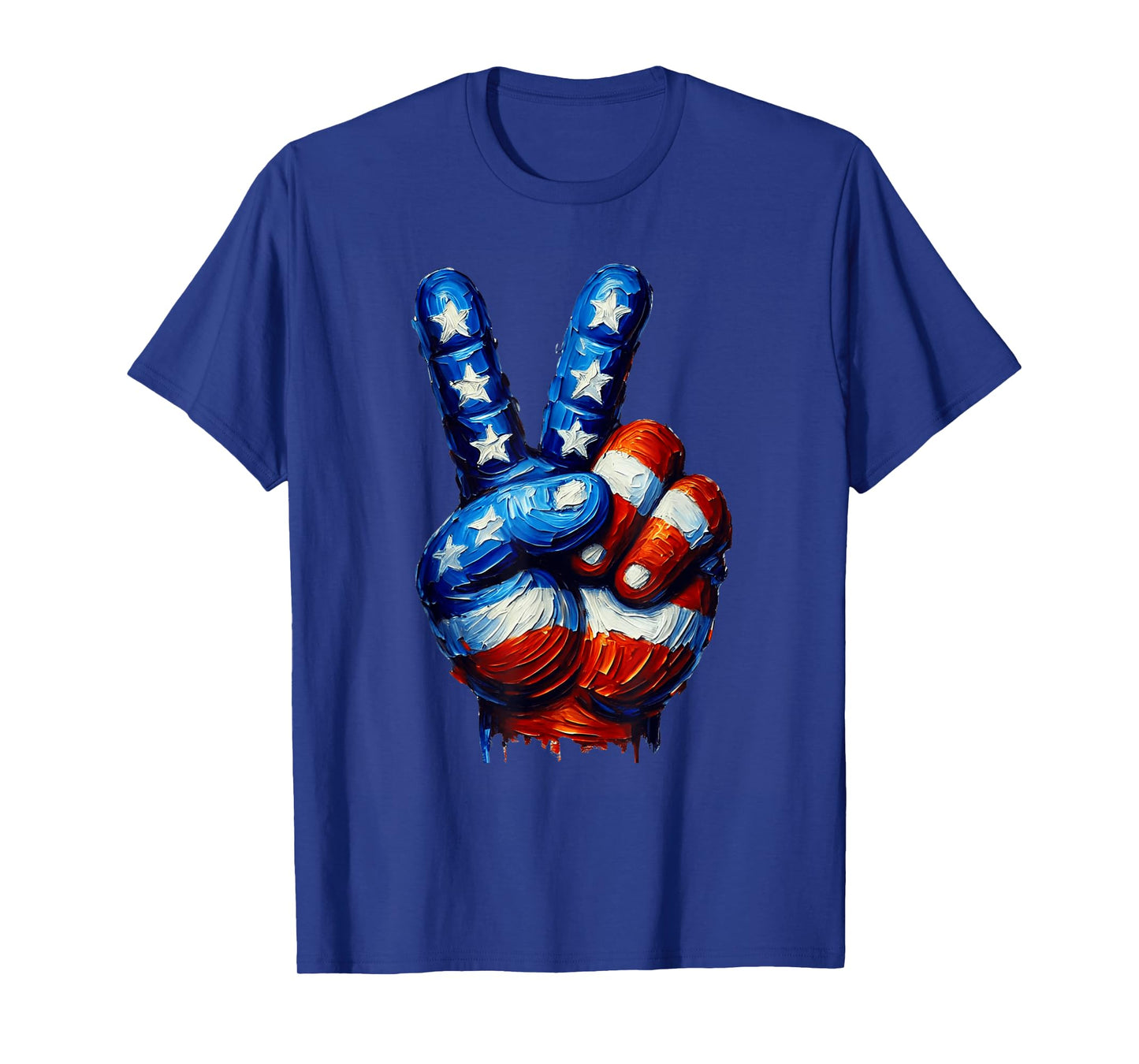 Peace Sign Hand USA Flag 4th of July Patriotic Men Women T-Shirt