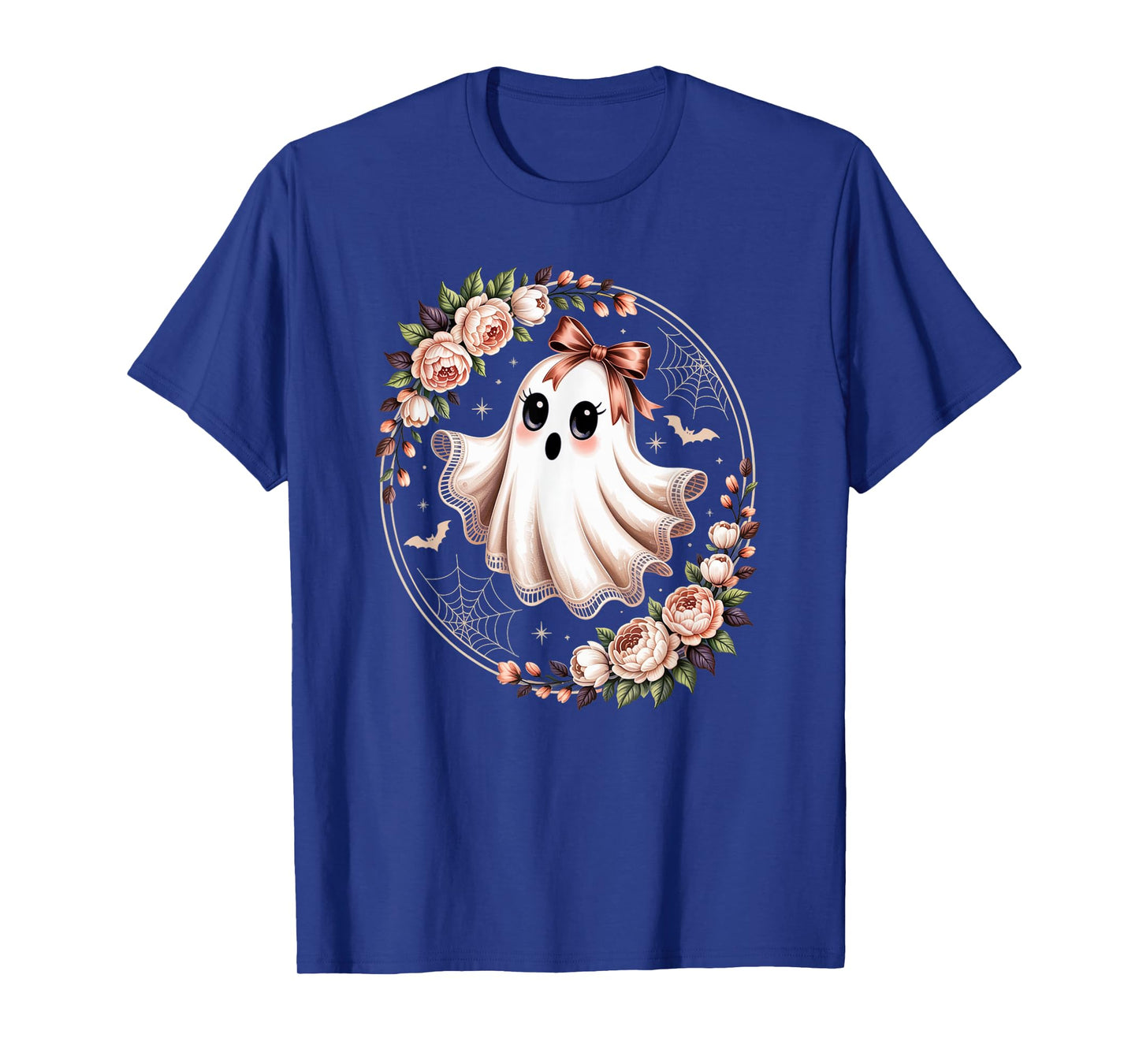 Coquette Bow Lace Ghost Floral Ghost Boo In Boojee Halloween T-Shirt