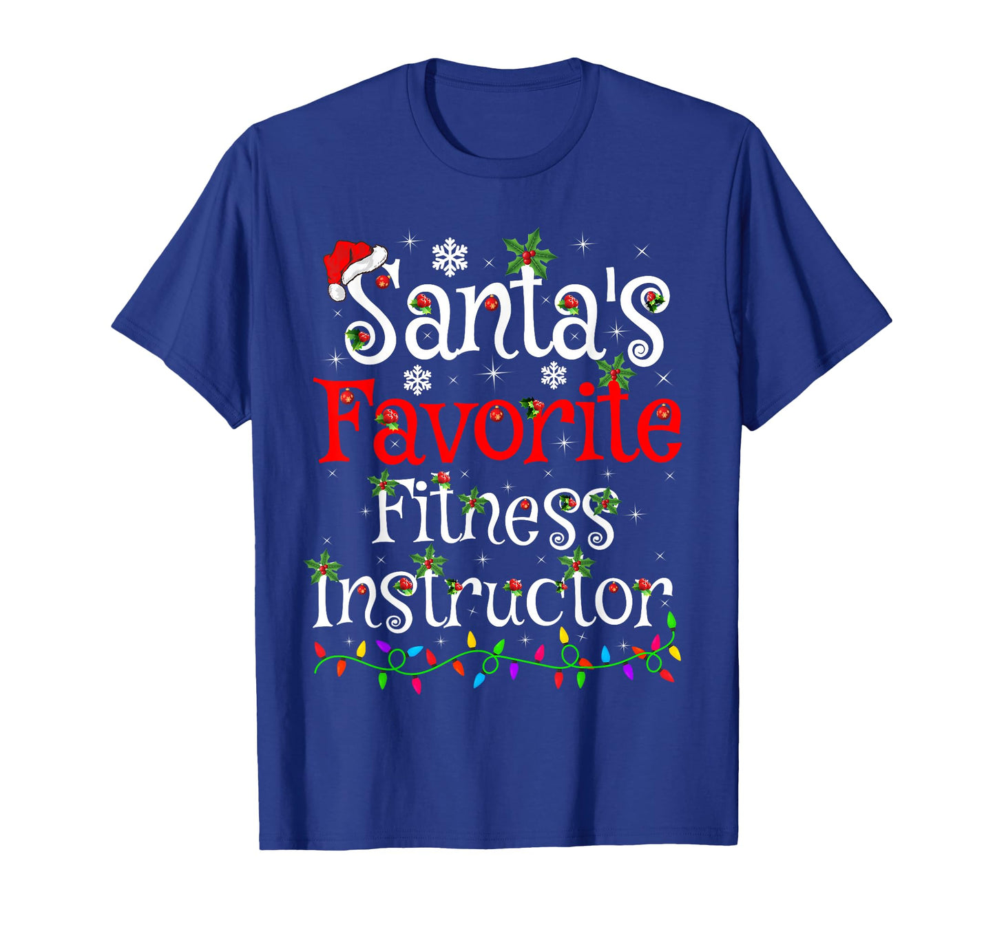 Xmas Lighting Santa's Favorite Fitness Instructor Christmas T-Shirt