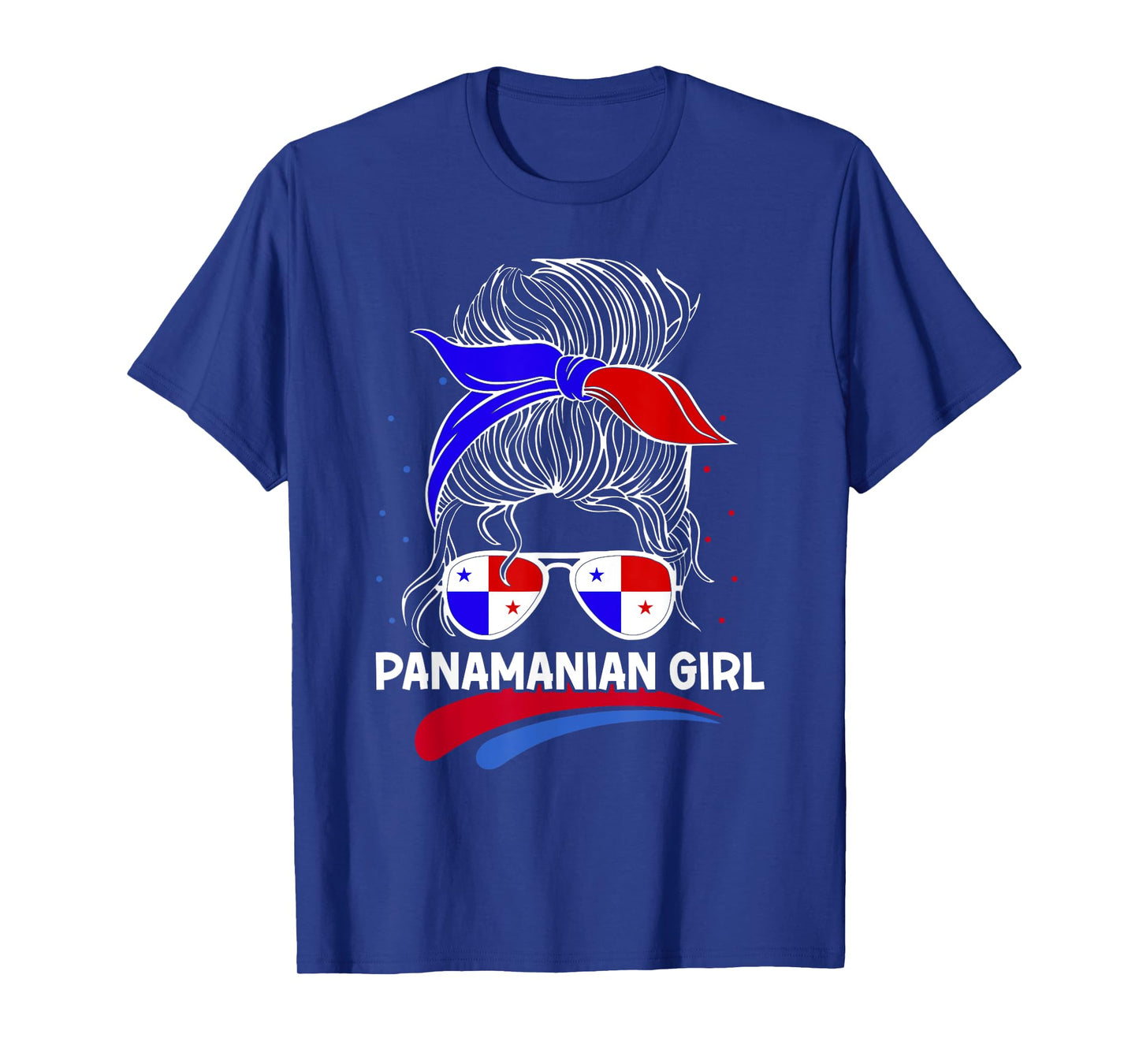 Panama Women Panamanian Flag With Messy Bun National Colors T-Shirt