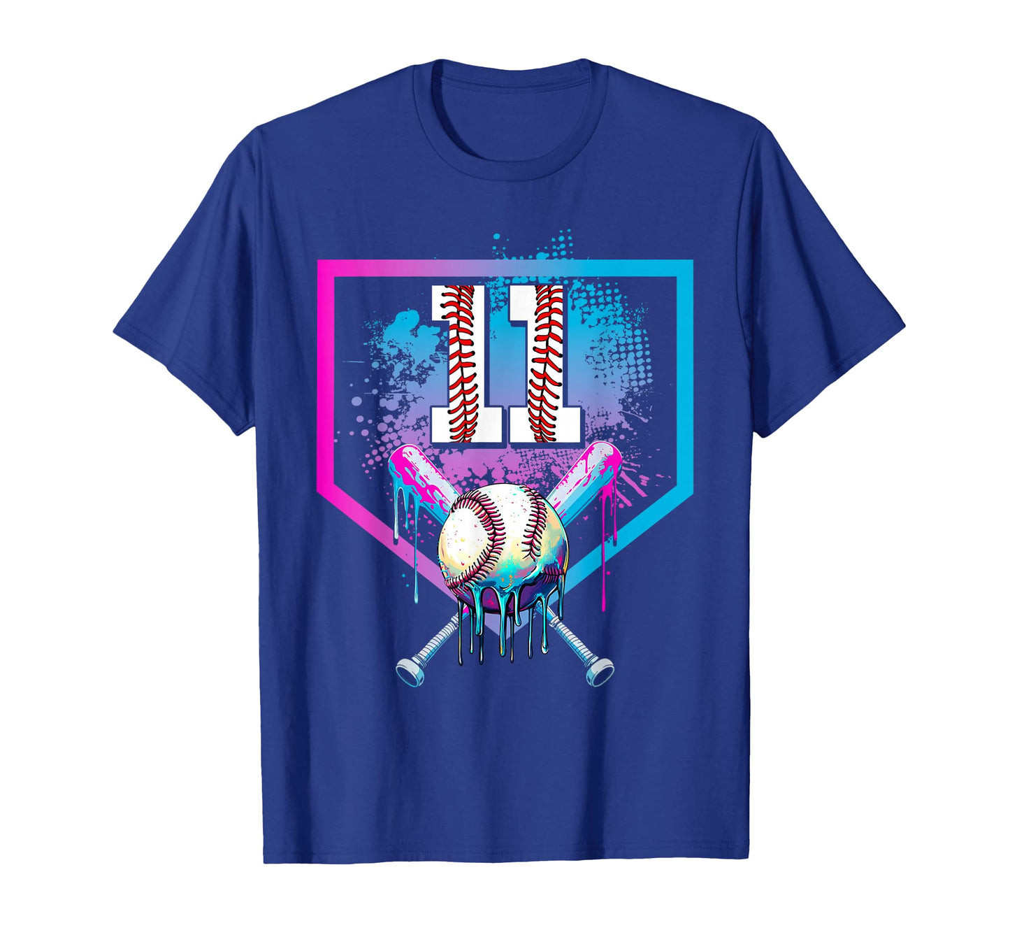 Baseball Drip 11th Birthday Home Plate Boy Youth 11 Year Old T-Shirt