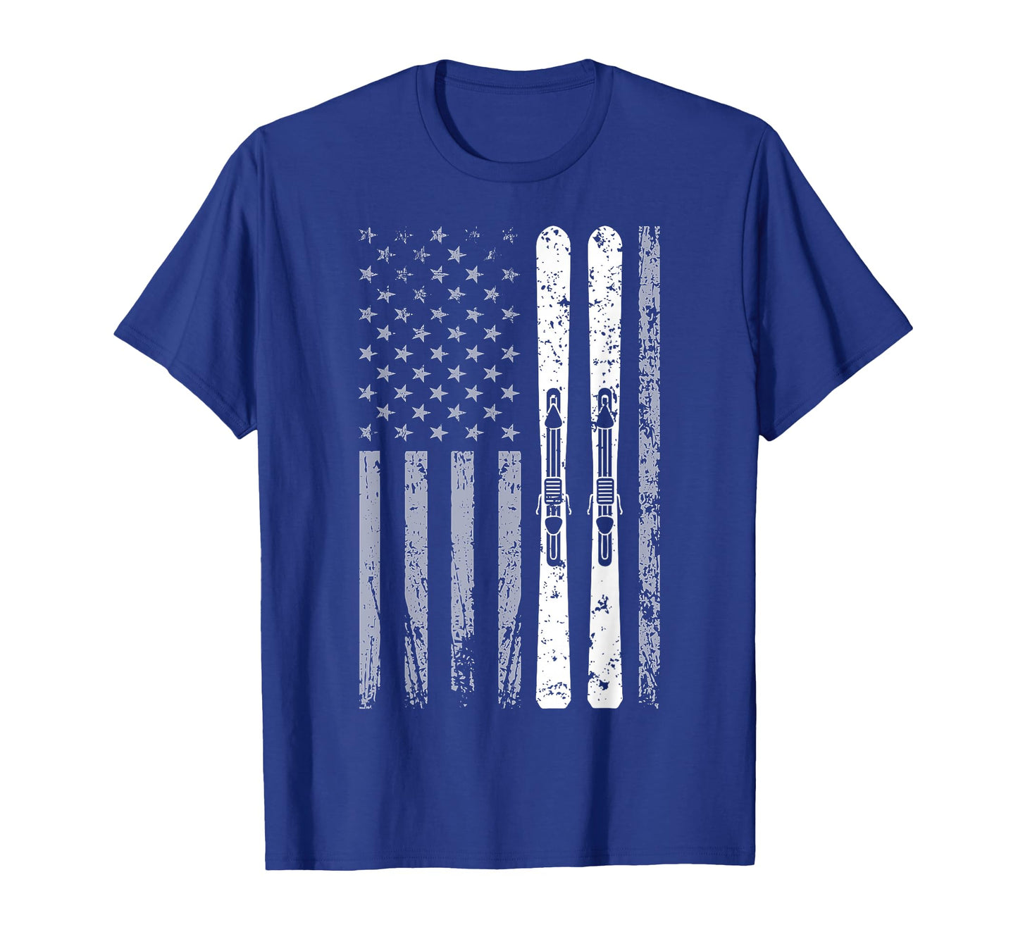 Downhill Ski Team 4th of July USA American Flag Skiing Skier T-Shirt