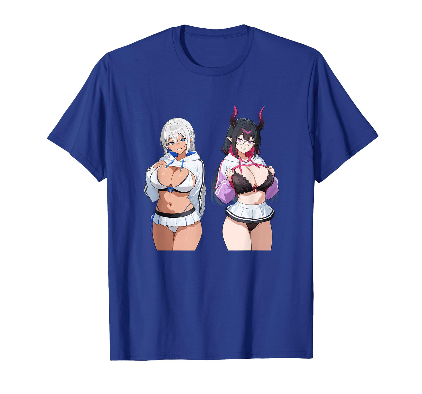 Waifu Sexy Anime Girl Horns Mini Skirt Japanese Retro Art T-Shirt