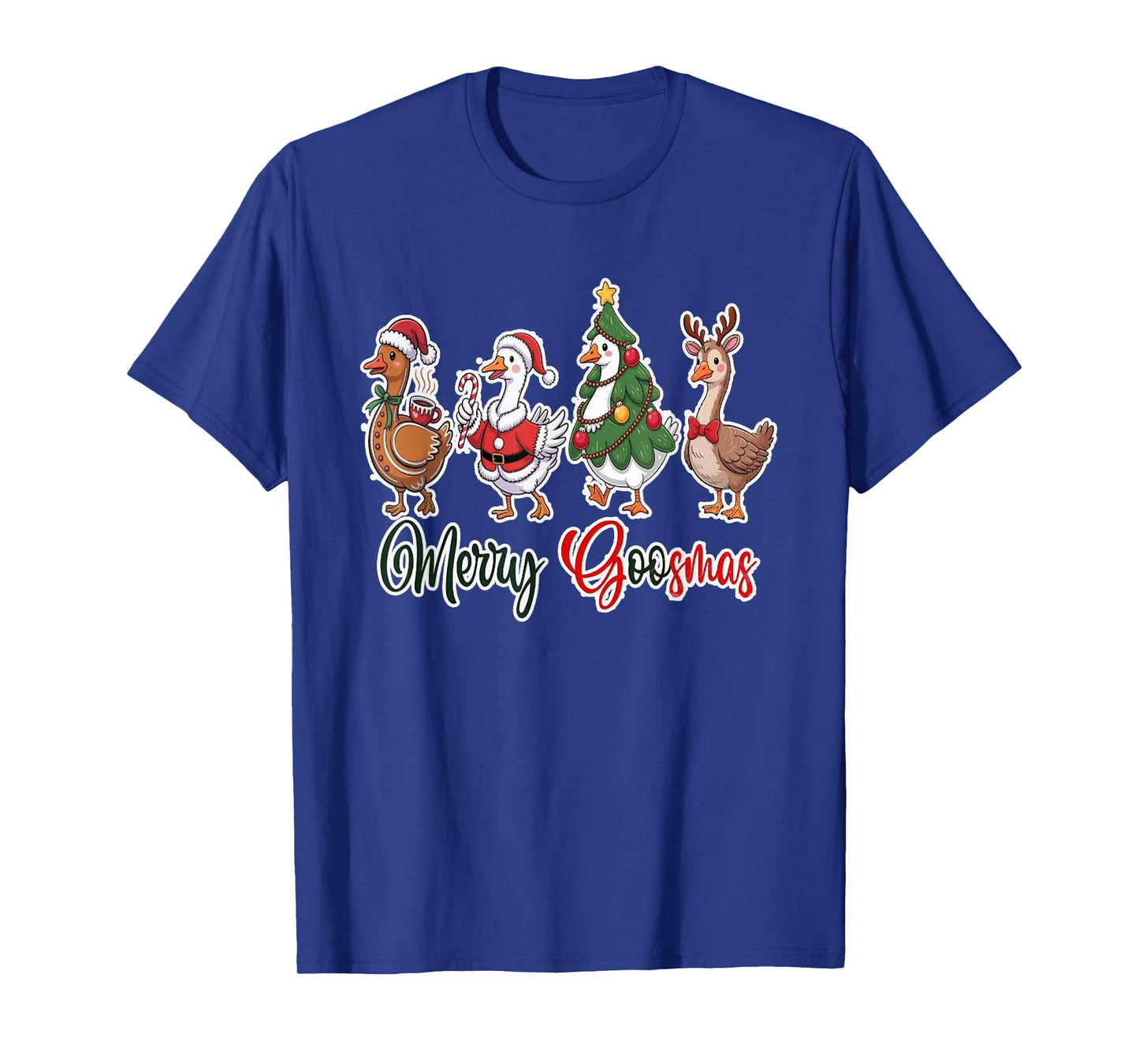 Merry Goosmas Lights Red Santa Hat Xmas Family Men Women T-Shirt