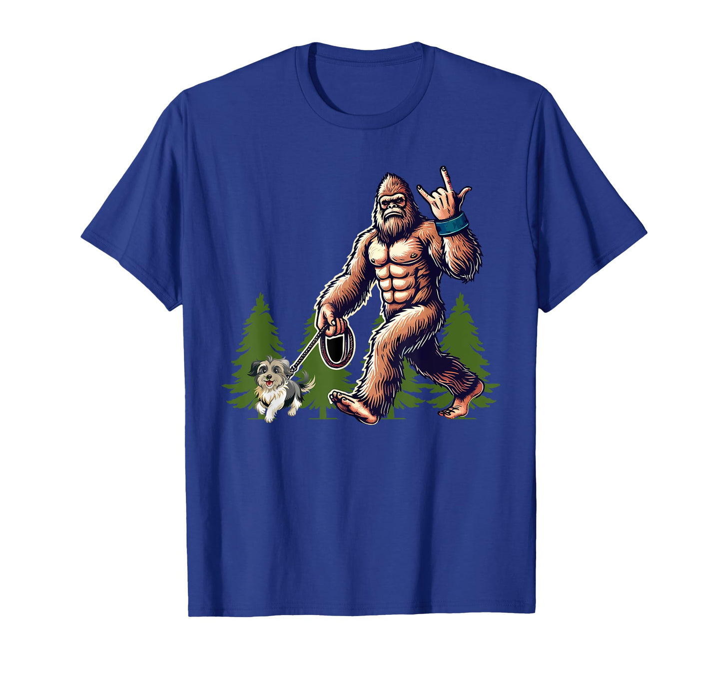 Funny Shih Tzu Bigfoot Dog Walking Dog Mom Dad Kids T-Shirt