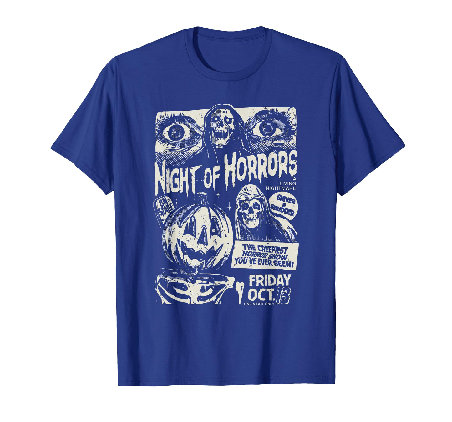 Night Of Horrors Spooky Skeleton Jack O Lantern Halloween T-Shirt