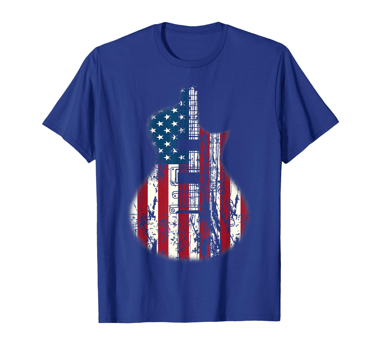 US American Flag Guitar Musician Distressed Guitars Vintage T-Shirt