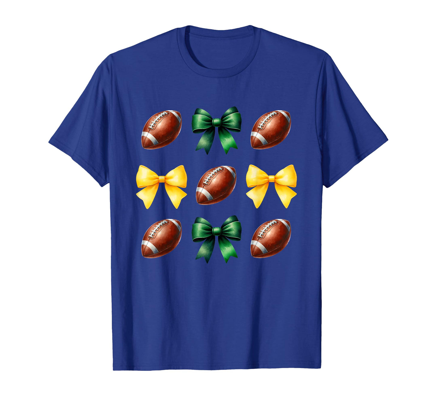 Green & Yellow Gold Footballs & Bows Fall Football Season T-Shirt