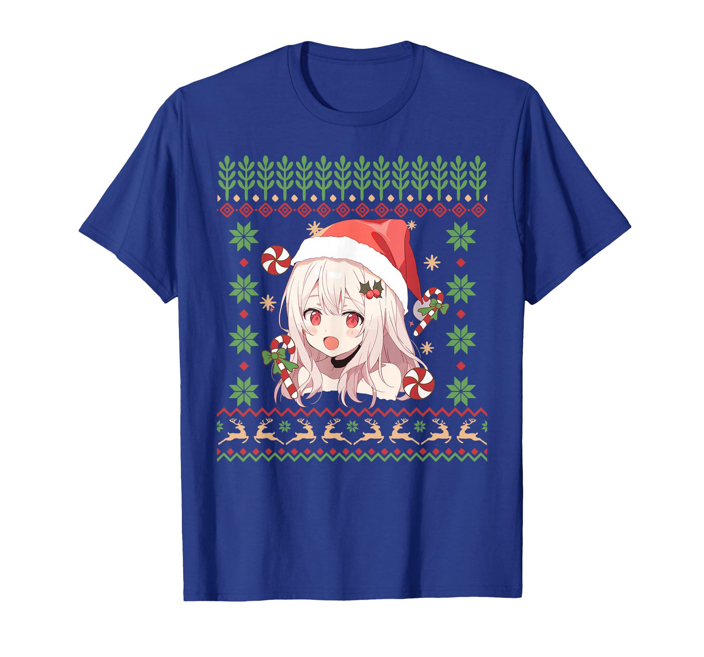 Cute Anime Girl Santa Hat Ugly Sweater Anime Otaku Christmas T-Shirt