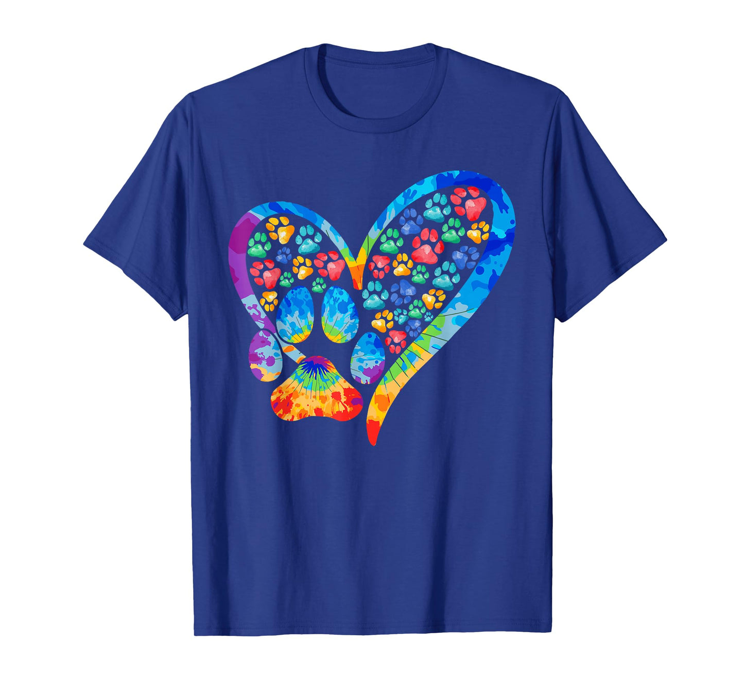 Tie Dye Love Dog Paw Print Heart Animal Lover T-Shirt