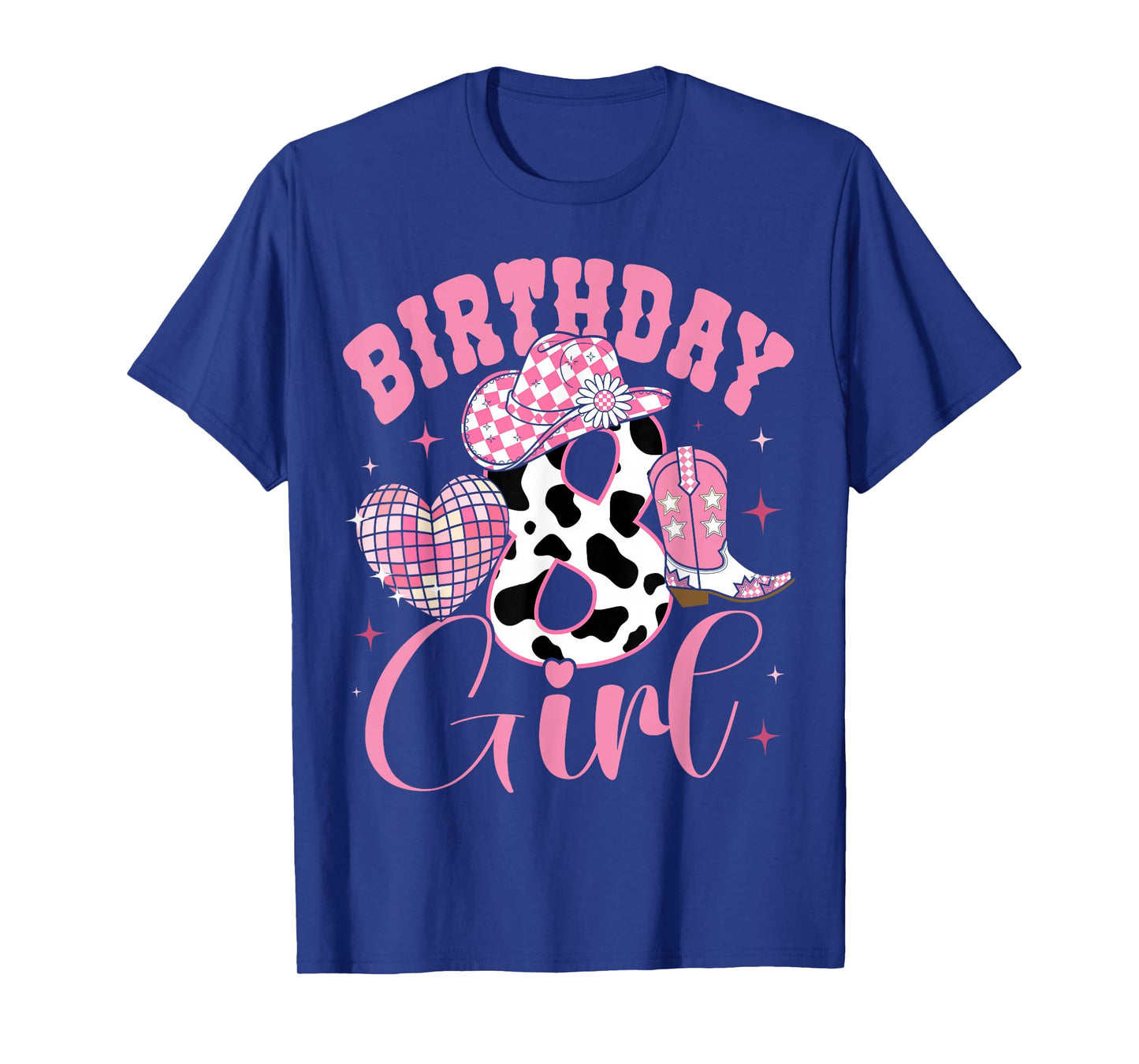 Happy 8th Birthday Girl Outfit Rodeo Western Cowgirl Cowboy T-Shirt