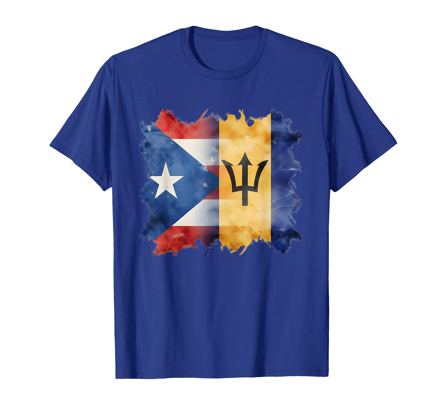 Half Puerto Rican and Barbadian Flag Boricua Roots Combine T-Shirt