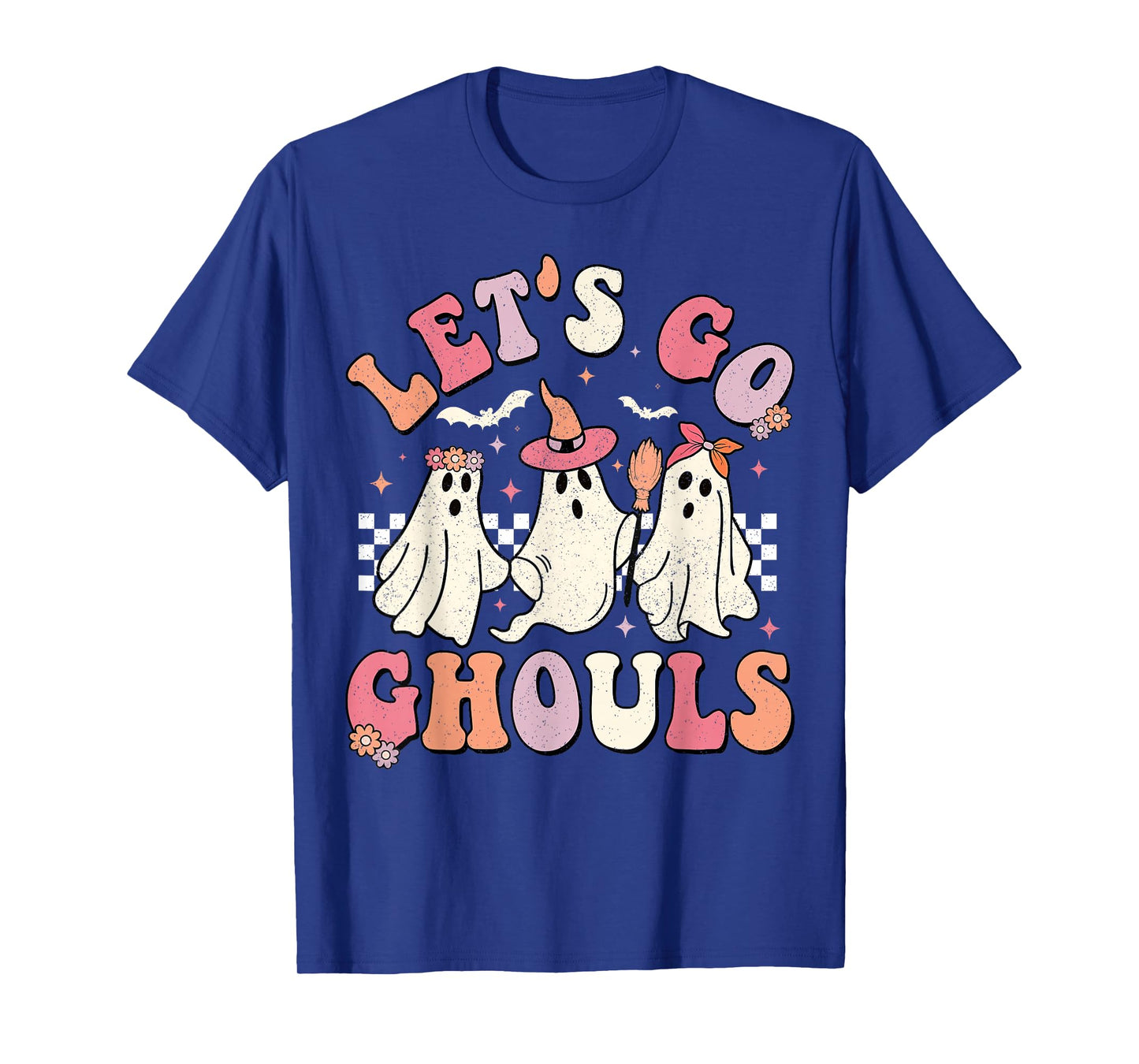 Let's Go Ghouls Halloween Ghost Outfit Costume Retro Groovy T-Shirt