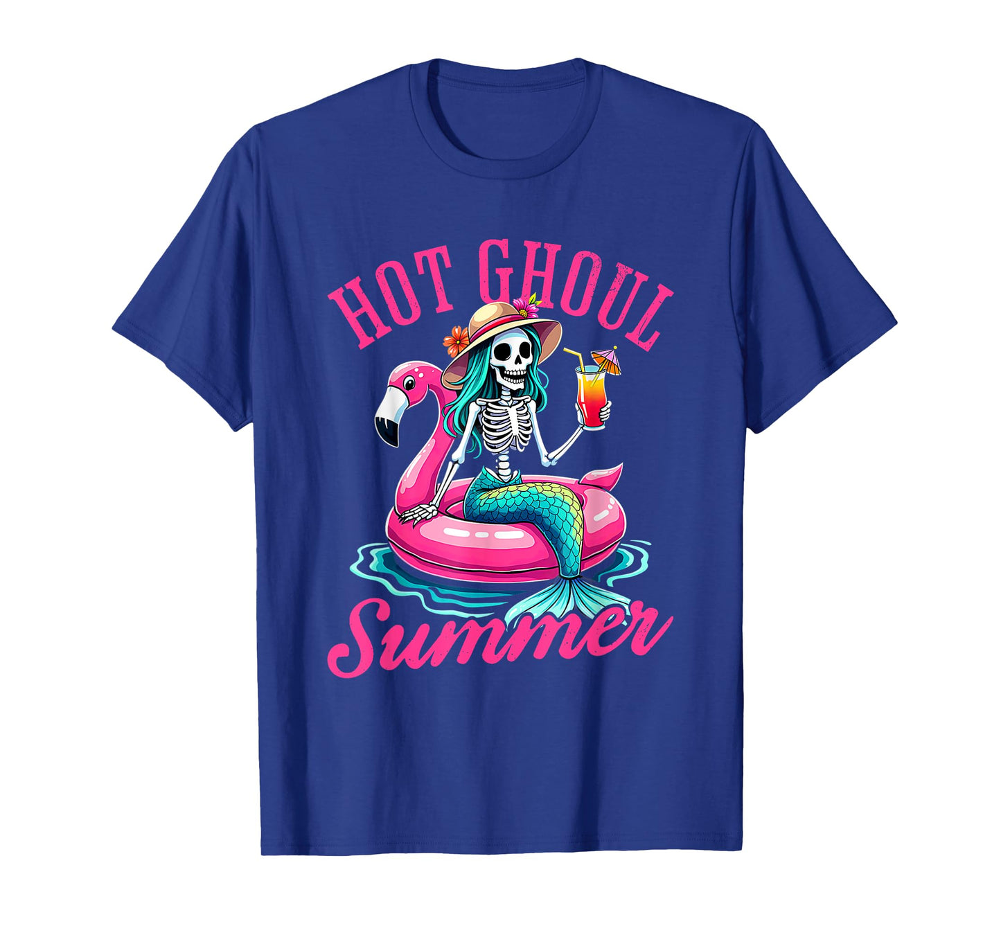 Hot Ghoul Summer Summerween Halloween Skeleton Mermaid T-Shirt