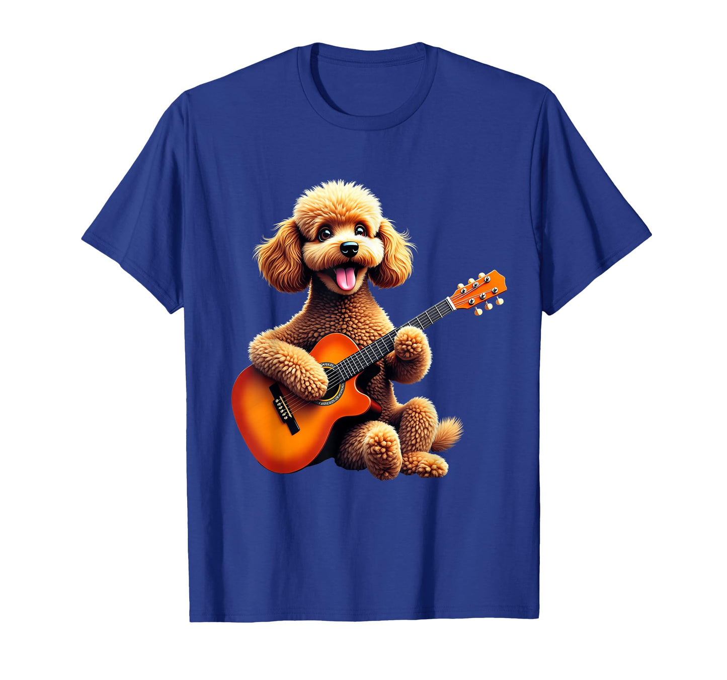 Poodle Dog Playing Guitar Design Funny Poodle T-Shirt