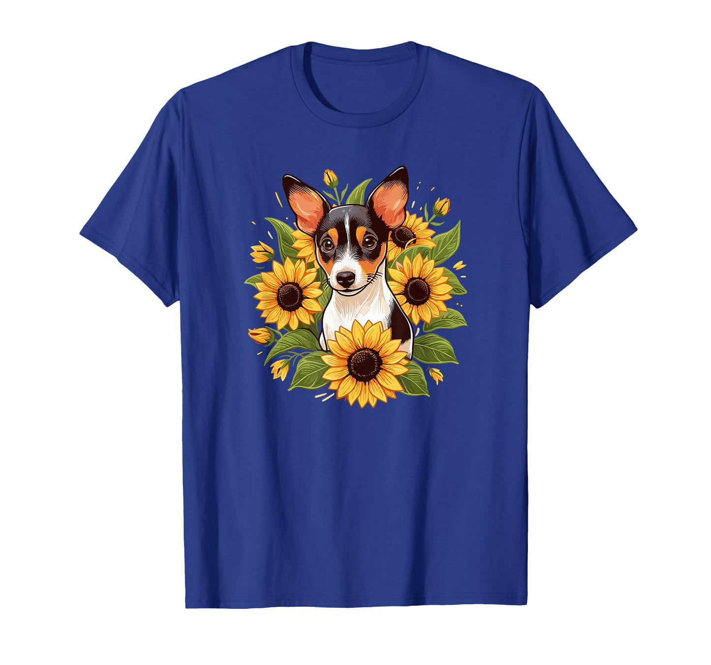Womens Cute Funny Sunflowers Rat Terrier Lover T-Shirt