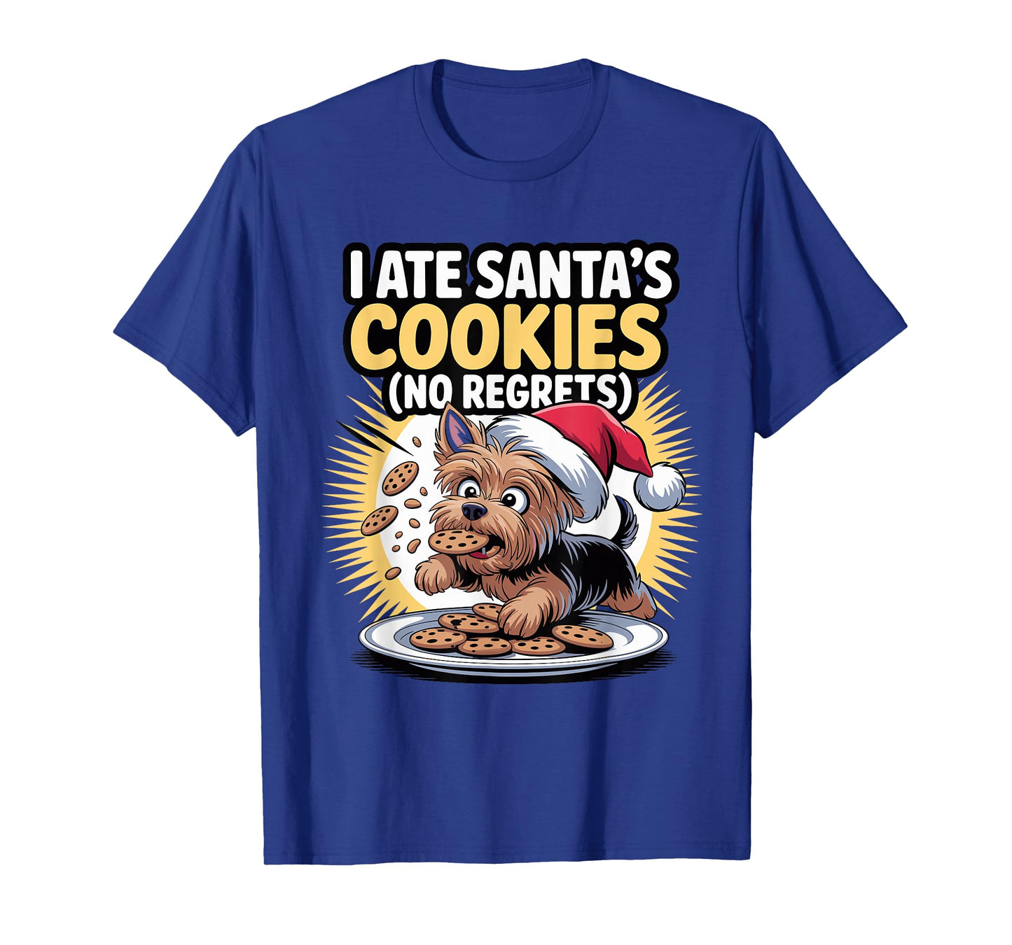 I Ate Santas Cookies Puppy Funny Christmas Yorkshire Terrier T-Shirt