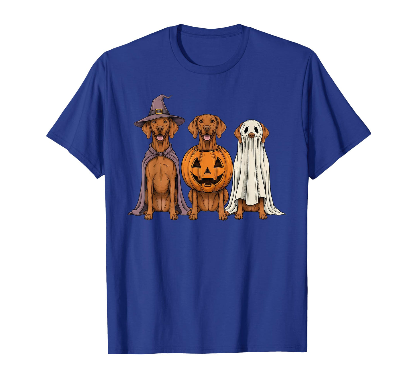Spooky Ghost Vizsla Pumpkin Halloween Dog Lover T-Shirt